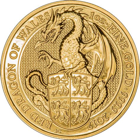 Gold Ounce 2017 Red Dragon Of Wales Coin From United Kingdom Online