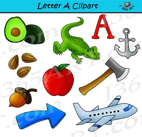 Letter A Objects Clipart Learning The Alphabets Commercial Clipart