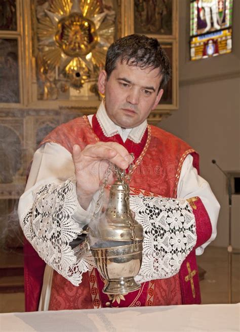 Catholic Priest At Incense Of Altar Stock Image Image Of Priest