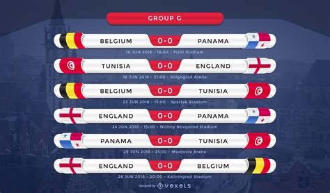 russia 2018 world cup group g fixture vector download