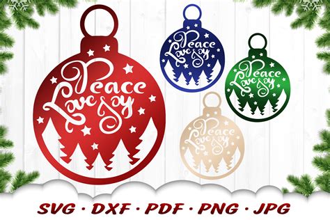 Peace Love Joy Christmas Ornament Svg Dxf Cut Files 976829 Cut