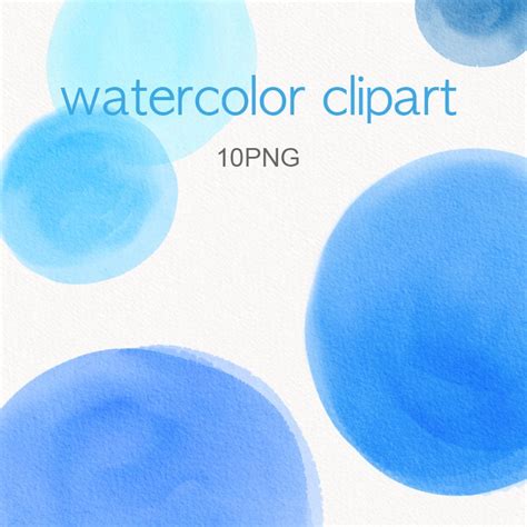 Blue Watercolor Circles Clipart Png Watercolor Logo Round Etsy