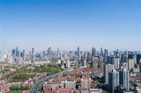 Aerial View Of Shanghai Cityscape Stock Photo Image Of Aerial High