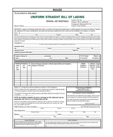 Contain terms and conditions of carriage or make reference to another source containing the terms and conditions of carriage (short form or blank back. Bill Of Ladings forms Sample Bill Of Lading form 8 ...
