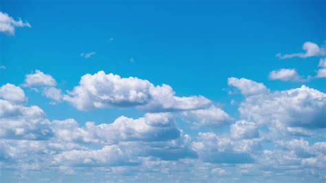 Timelapse Of Cumulus Clouds Moving In The Blue Sky Stock Footage