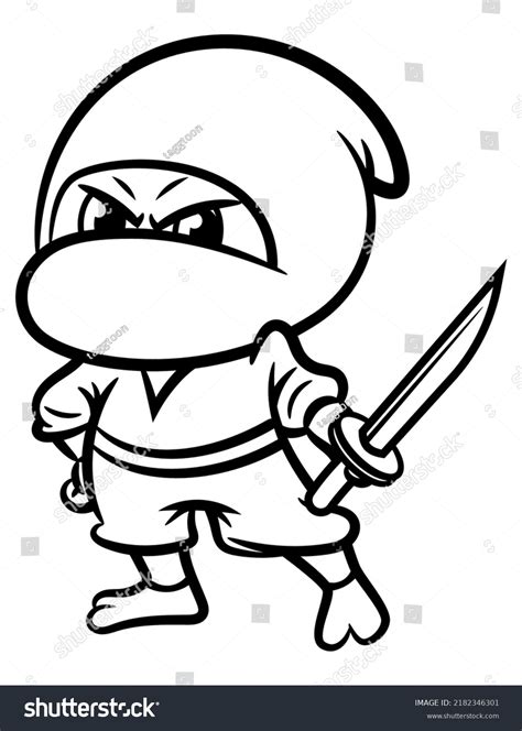 Cartoon Illustration Ninja Holding Katana Swords Stock Vector Royalty