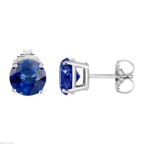 Platinum Blue Sapphire Stud Earrings 1 00 Carat Handmade Etsy