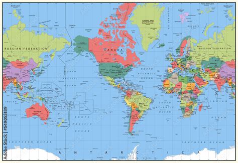 Vector Detailed Political World Map Stock Vector Adobe Stock