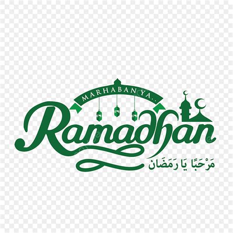 Gambar Huruf Marhaban Ya Ramadhan Dengan Pita Dan Teks Arab Png Efek