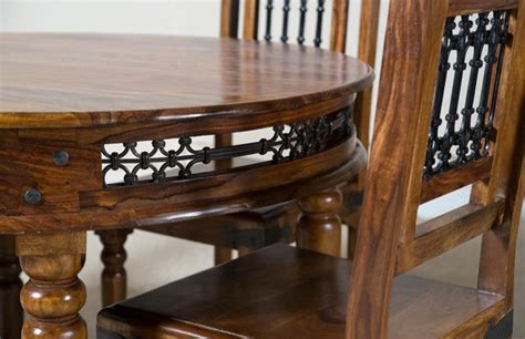 Solid Sheesham Wood Round Dining Table Set With 4 Chairs Furniture Online Buy Wooden