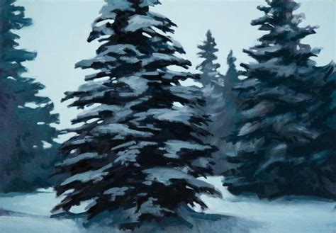 Oil Painting Pine Trees Snow Winter Painting Snow Winter Painting