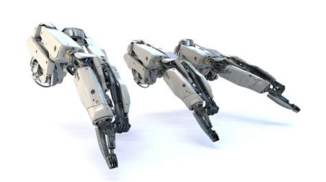 흰색 배경 쇼케이스 세 로봇 팔의 3d 렌더링 로봇 팔 로봇 손 산업용 로봇 배경 일러스트 및 사진 무료 다운로드