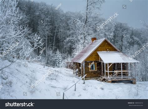 Log Cabin The Winter Woods Stock Photo 180555314