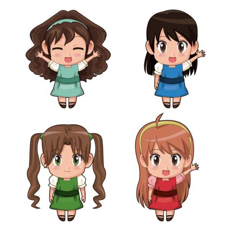 Colorful Set Full Body Cute Anime Teenagers Girls Facial