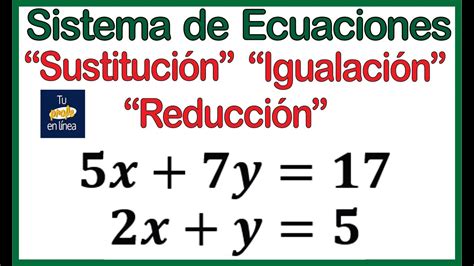Sistema De Ecuaciones 05 Métodos Sustitución Igualación Y Reducción