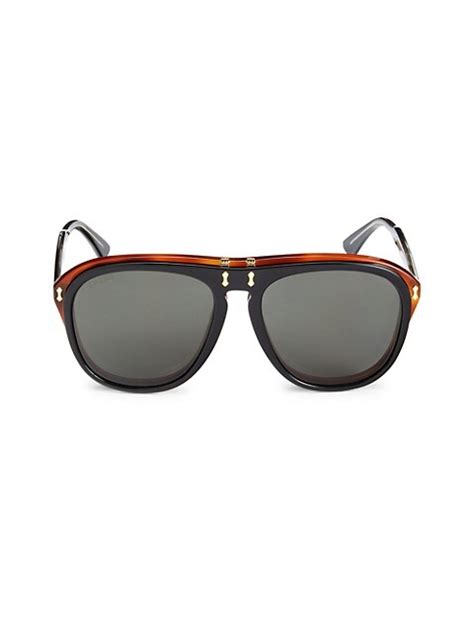 gucci 56mm flip up aviator sunglasses on sale saks off 5th