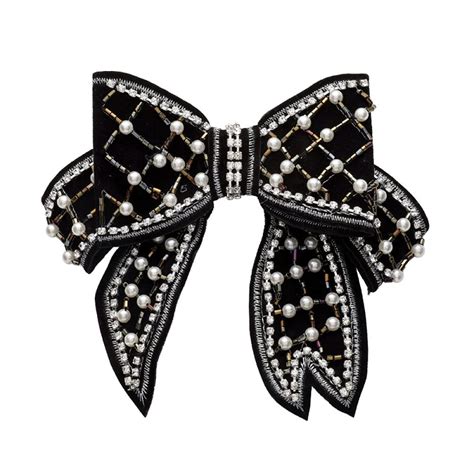 Black Large Bow Hair Clips Pearl Barrettesaesthetic Hair Pins For Women And Girl