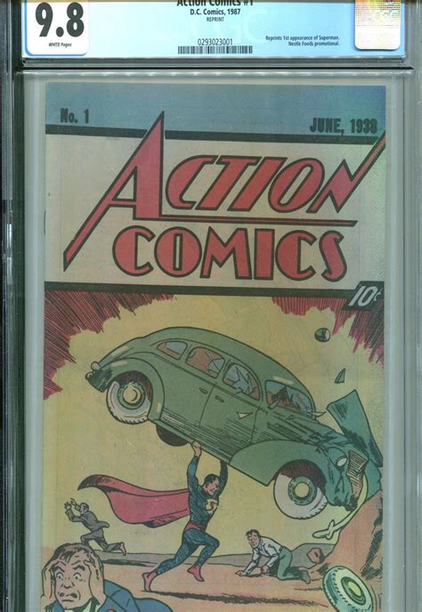 Action Comics 1 Cgc 98 Nestle 1987 Reprint 1st