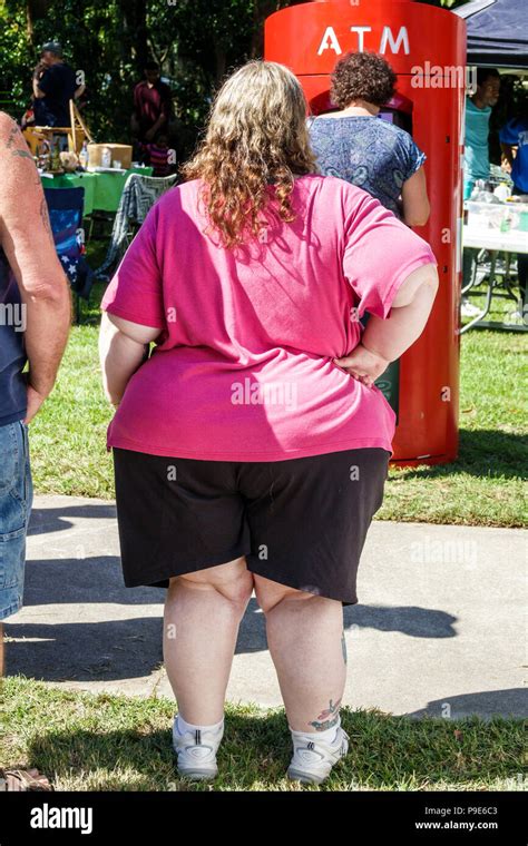 Florida Alzey Schweres Übergewicht Fett Beleibte Frau Große Hüfte Gesäß Hinter Stockfoto Bild