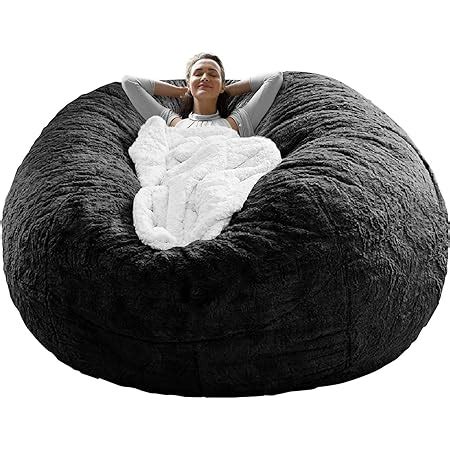 Amazon Com Giant Fur Bean Bag Chair For Adult Living Room Furniture Big Round Soft Fluffy Faux