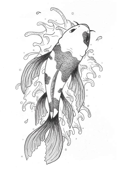 Koi Fish Drawing Print Etsy