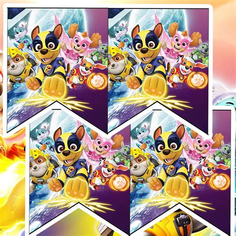 Paw Patrol Super Pups Birthday Printable Backdrop Banner Mighty Pups