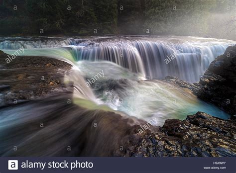 Top Of Lower Lewis River Falls In Ford Pinchot National Forest In