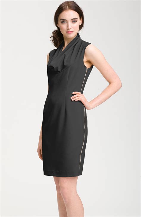 Calvin Klein Sleeveless Cowl Neck Sheath Dress In Black Lyst