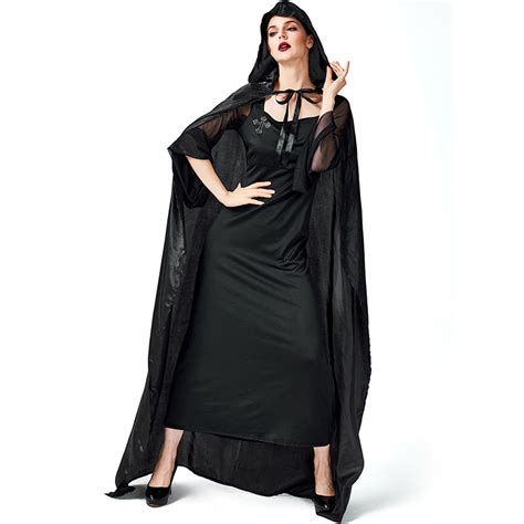 Women Vampire Scary Black Witch Cosplay Costume Dress For Halloween Pa