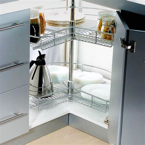 Above the counter top, the lazy susan is a great place to store boxed or canned food and spices. 3/4 Lazy Susan (Wire) in 2020 | Corner cabinet solutions, Kitchen storage solutions, Kitchen storage