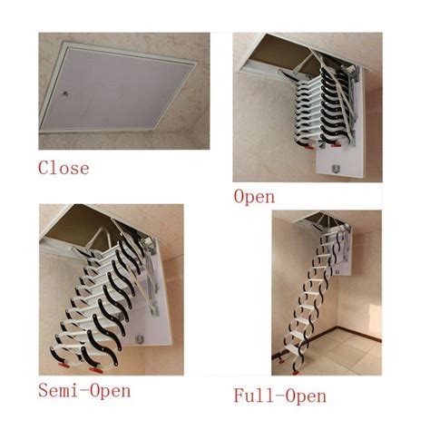 Intbuying Folding Loft Stairs Attic Extension Ladder Heavy Duty Carbon