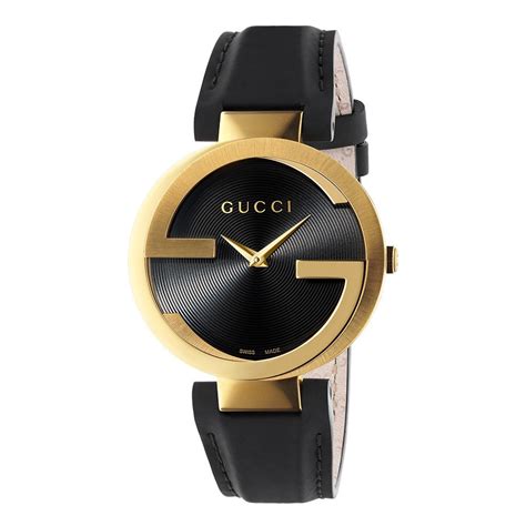 Gucci Gold Plated Interlocking Gg Black Dial 42mm Watch
