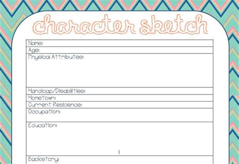 Character Sketch Worksheet Worksheets Writing Tools Character Sketch