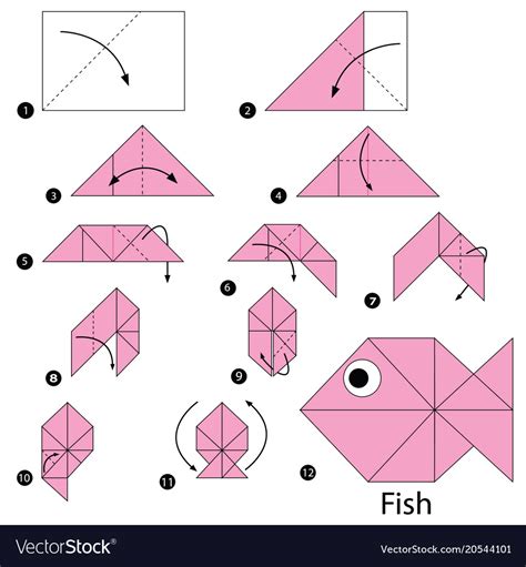 Step Instructions How To Make Origami A Fish Vector Image