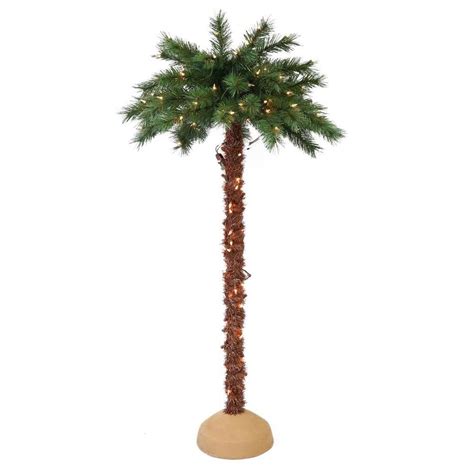 Puleo International 5 Ft Pre Lit Palm Slim Artificial Christmas Tree
