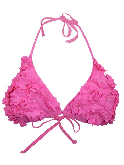 Accessor Ze Pink Petal Halterneck Triangle Bikini Top Size To