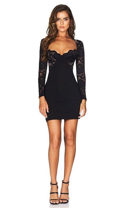 handle with care black lace long sleeve sweetheart neck bodycon bandage