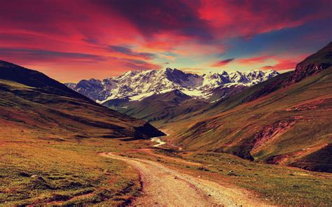 Download 1280x800 Wallpaper Mountains Sunset Landscape Full Hd Hdtv
