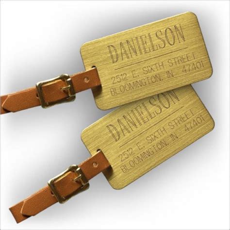 2 Large Engraved Brass Luggage Tags Travel Accessories T Etsy