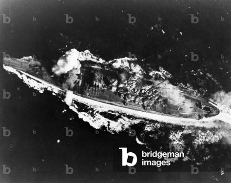 Japanese Battleship Yamato Is Hit By A Bomb Near Her Forward 460mm Gun