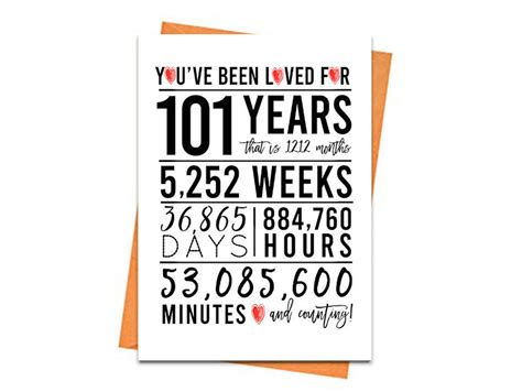 101st Birthday Card Printable Birthday Card 101st Birthday Etsy