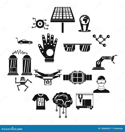 New Technologies Icons Set Simple Style Stock Illustration