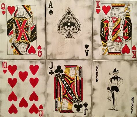 Playing Card Paintings Set Of 3 Original Hand Painted Art On Etsy