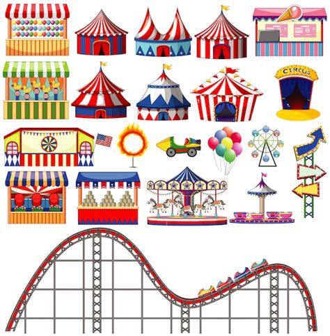 Free Vector Set Of Circus Items On White Background