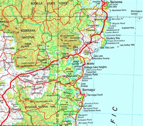 South Coast New South Wales Flat Map Maps Books And Travel Guides