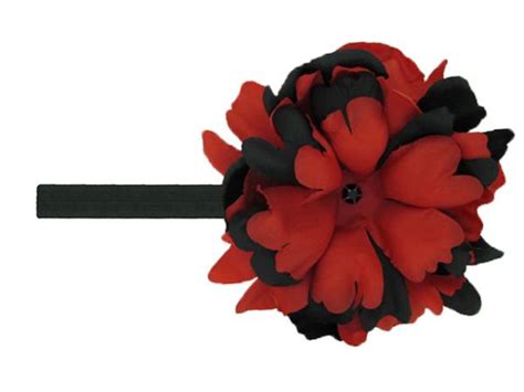 Black Flowerette Burst With Black Red Small Peony Fb Blk Blk