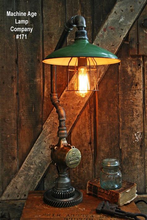 Build the lamp halfway and then with each piece of pipe pull the wires through. Steampunk Lamp Industrial Machine Steam Gauge Light Train ...