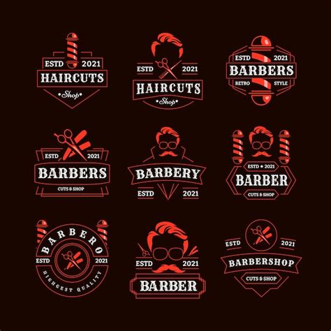 Premium Vector Barber Shop Retro Emblems Set