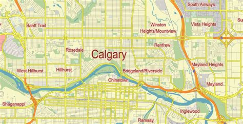 Calgary Alberta Canada Vector Map Free Editable Layered Adobe