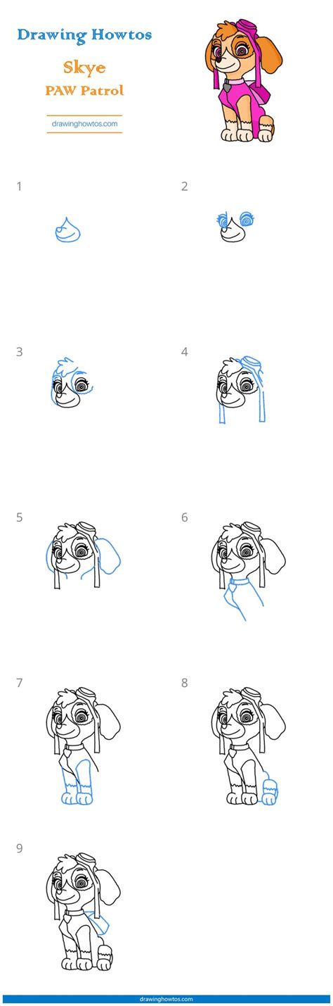 How To Draw Skye From Paw Patrol Step By Step Easy Drawing Guides